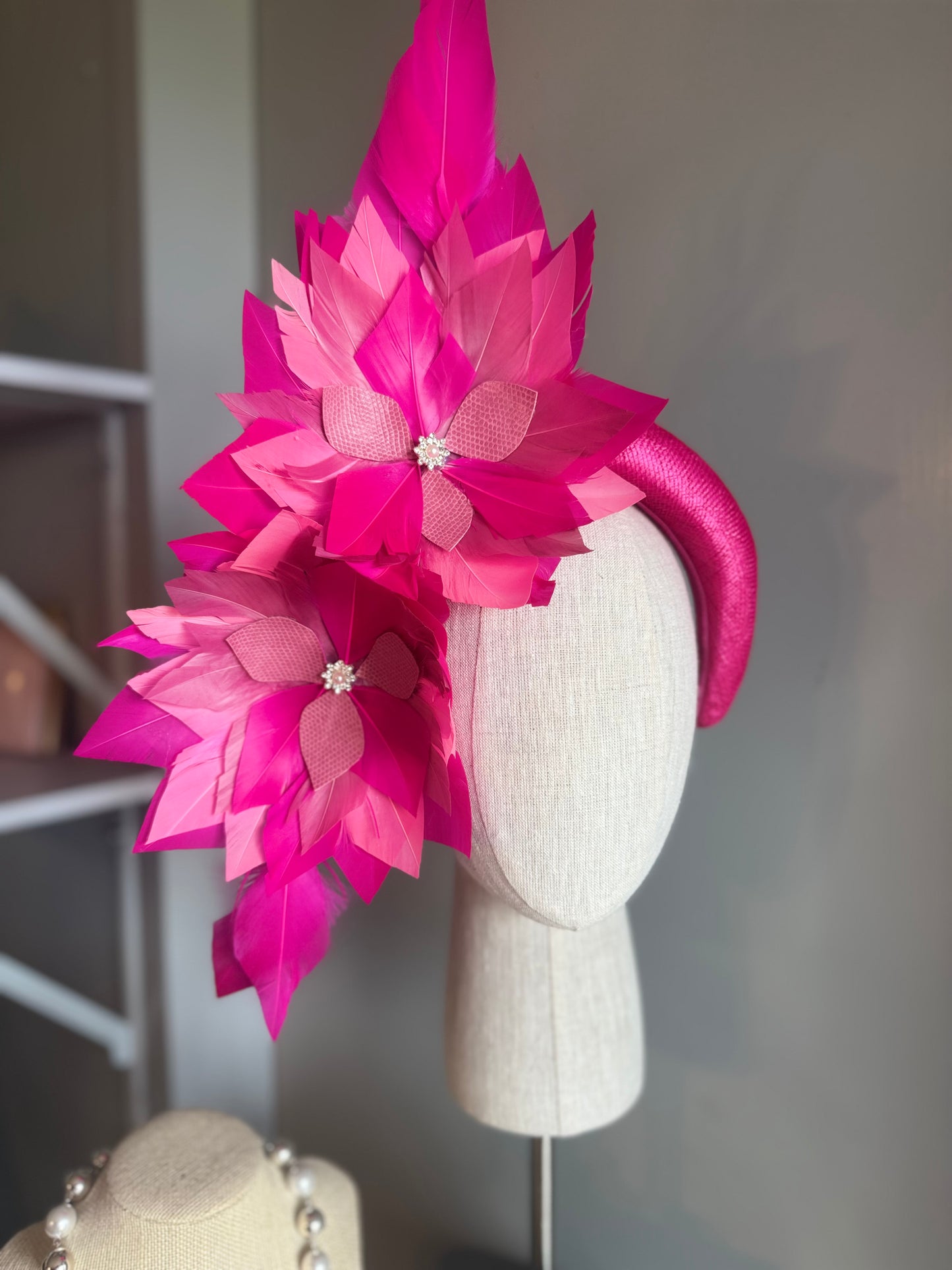 “Jessica” Pink feather statement