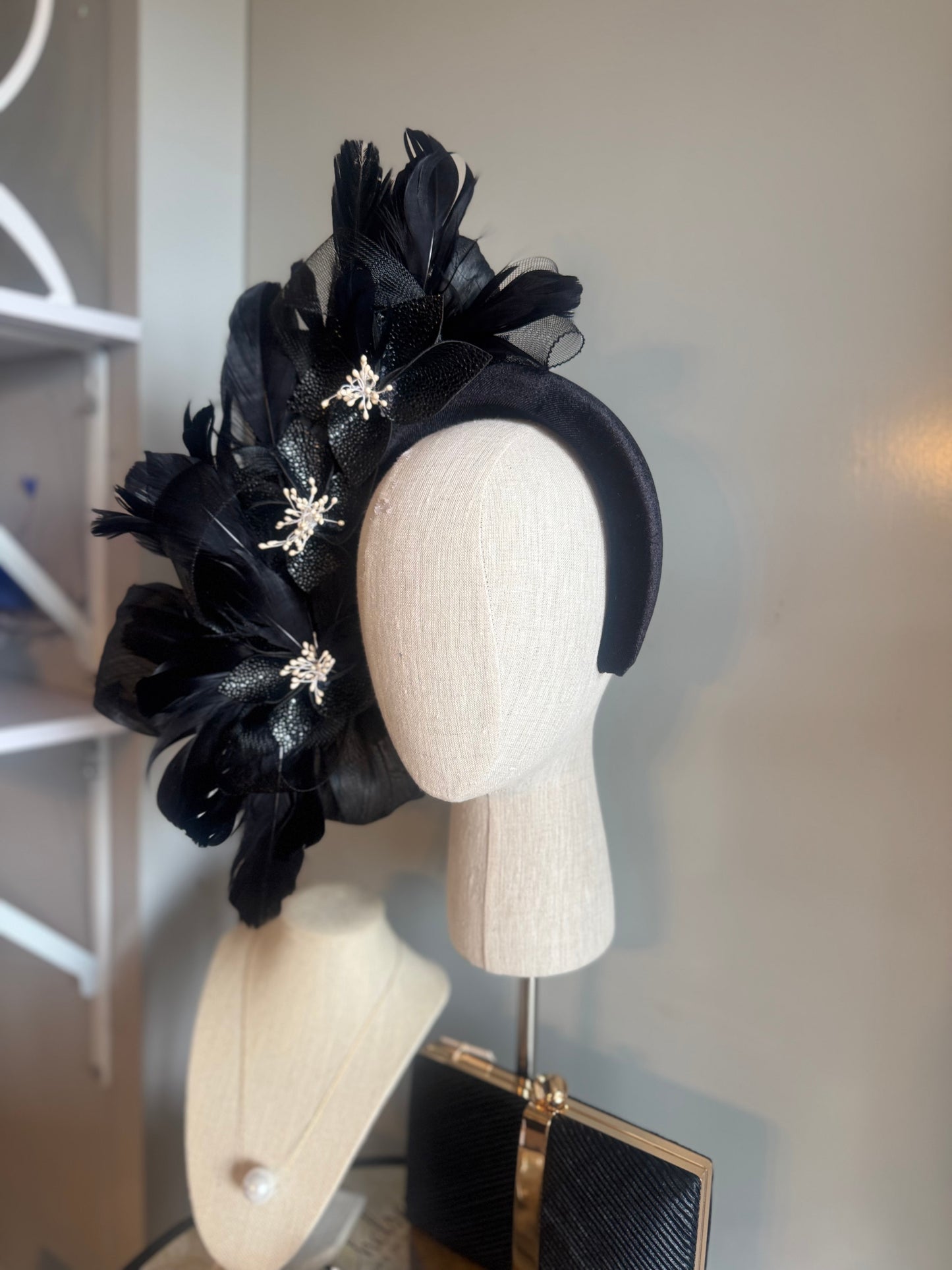 “Felicity” black & off white pleather statement