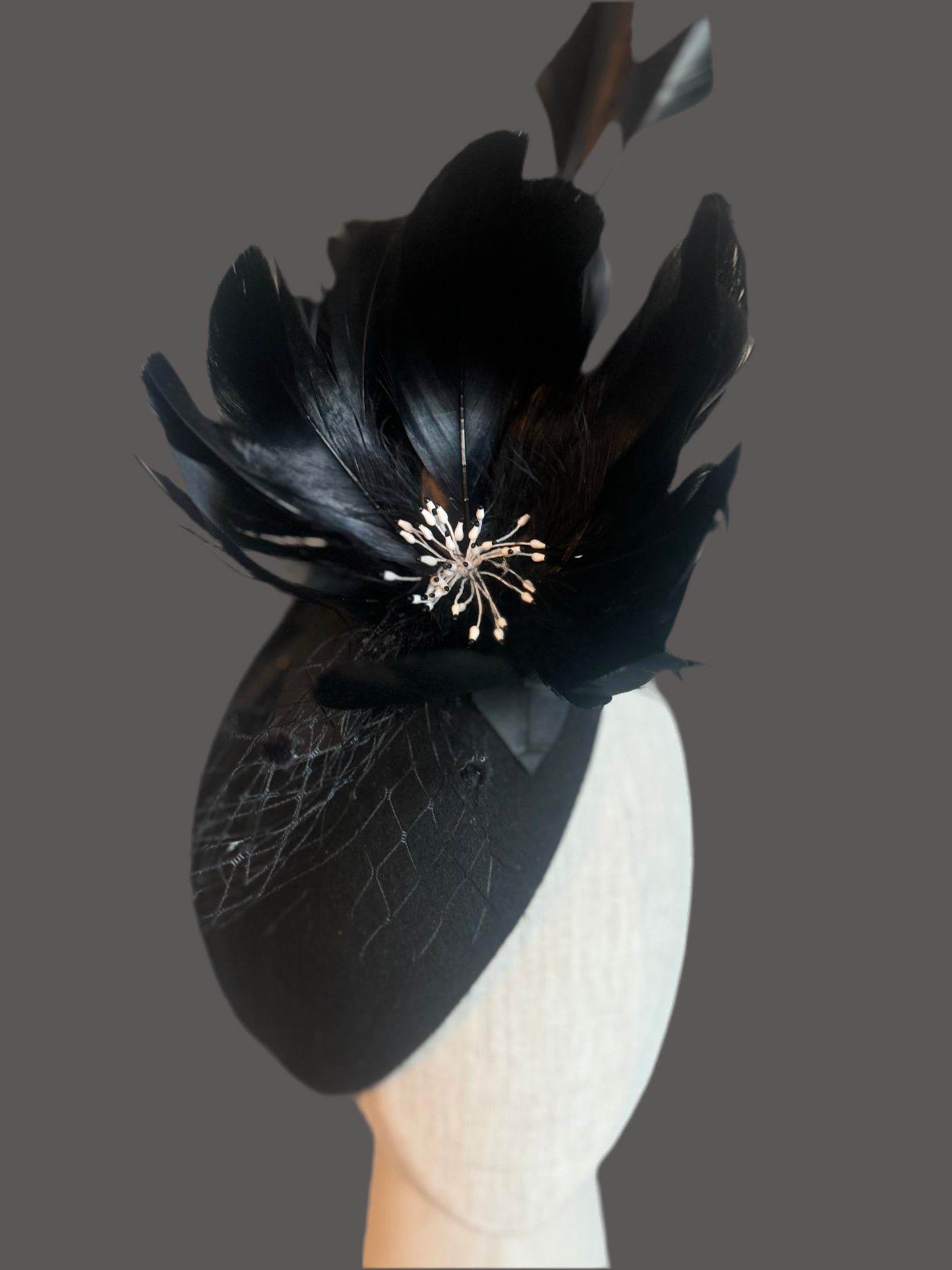 “Gypsy”black feather pillbox