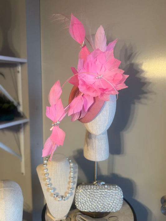 “Dakota” pink feather felt/wool statement