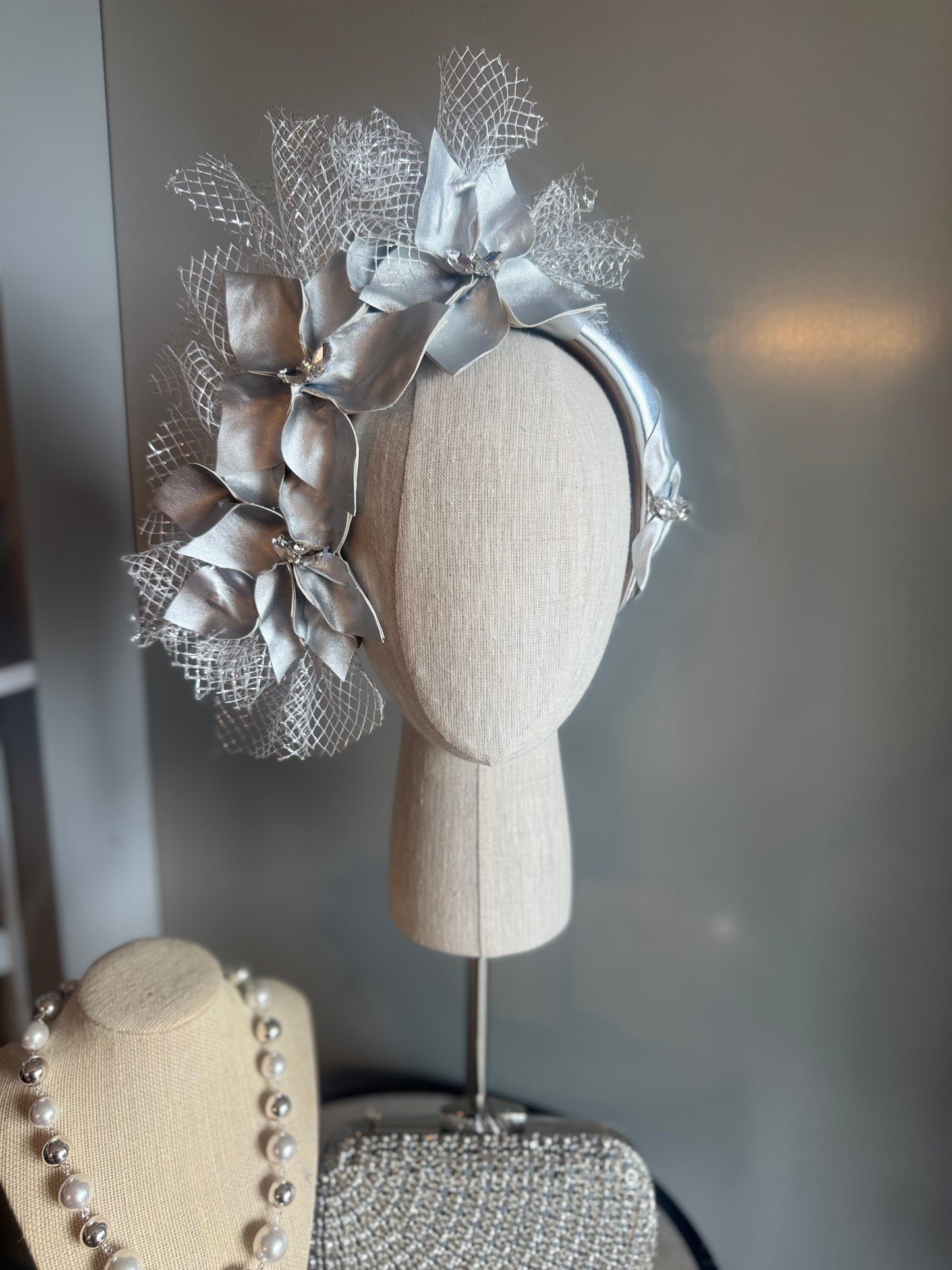 “Joy” silver pleather statement