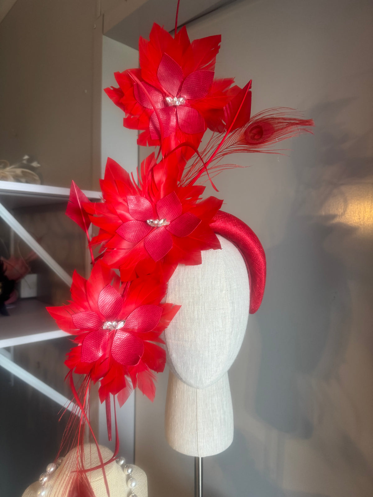 “Charlotte” Red feather statement