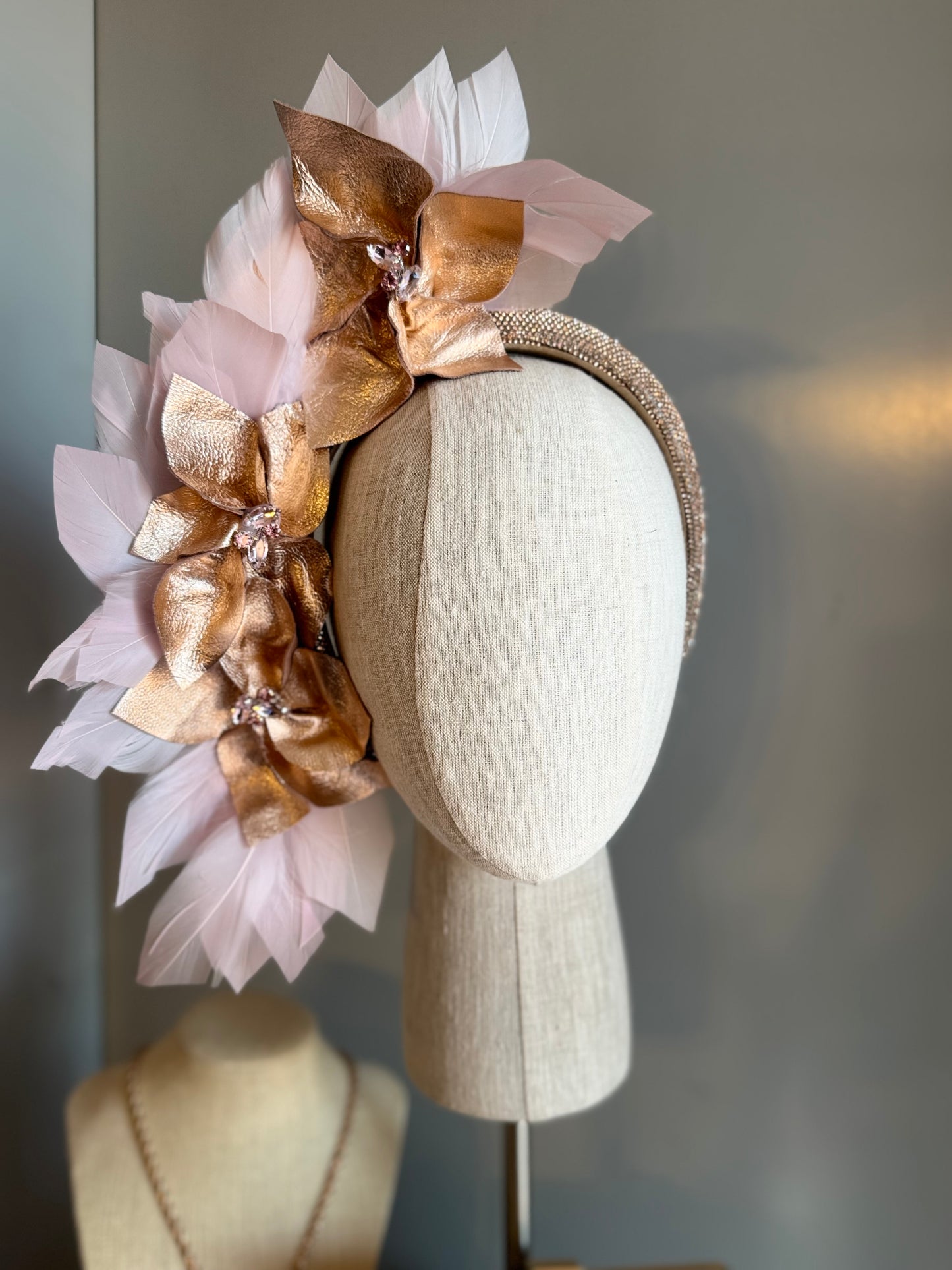 “Greta” rose gold & pink statement