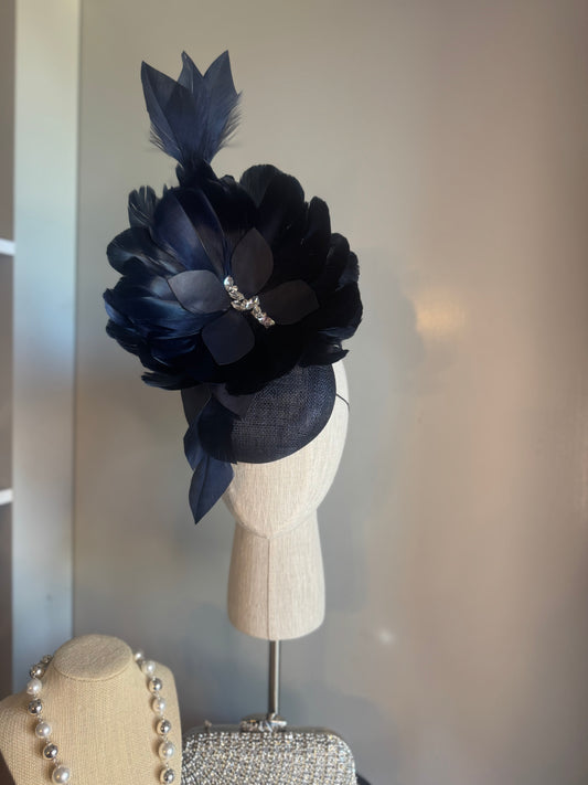 “Alison” Navy feather statement