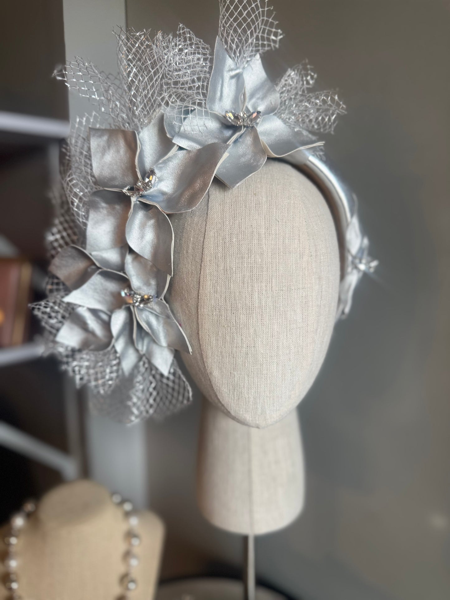 “Joy” silver pleather statement
