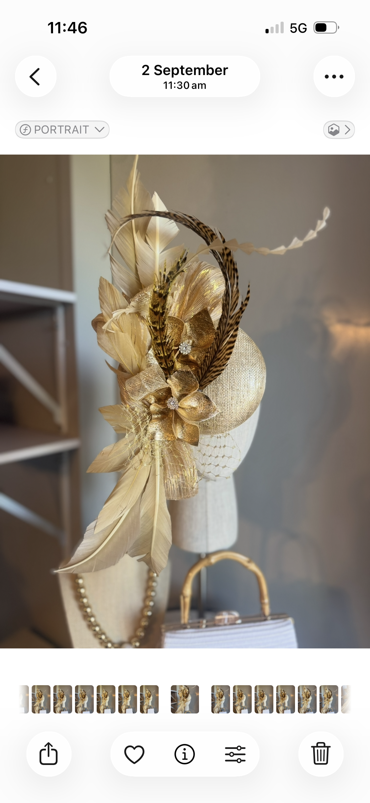 “Isabella” Gold feather statement