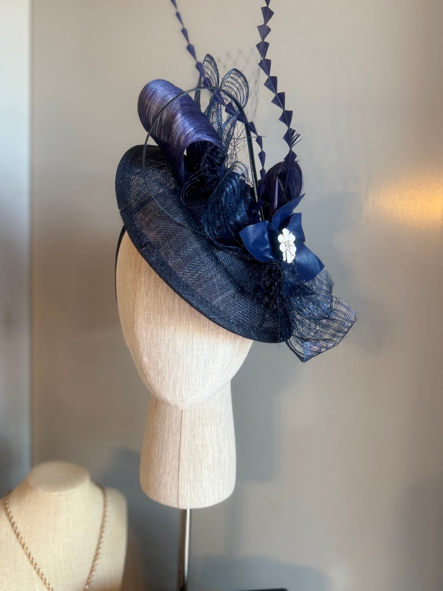 “Lucy” navy statement fascinator