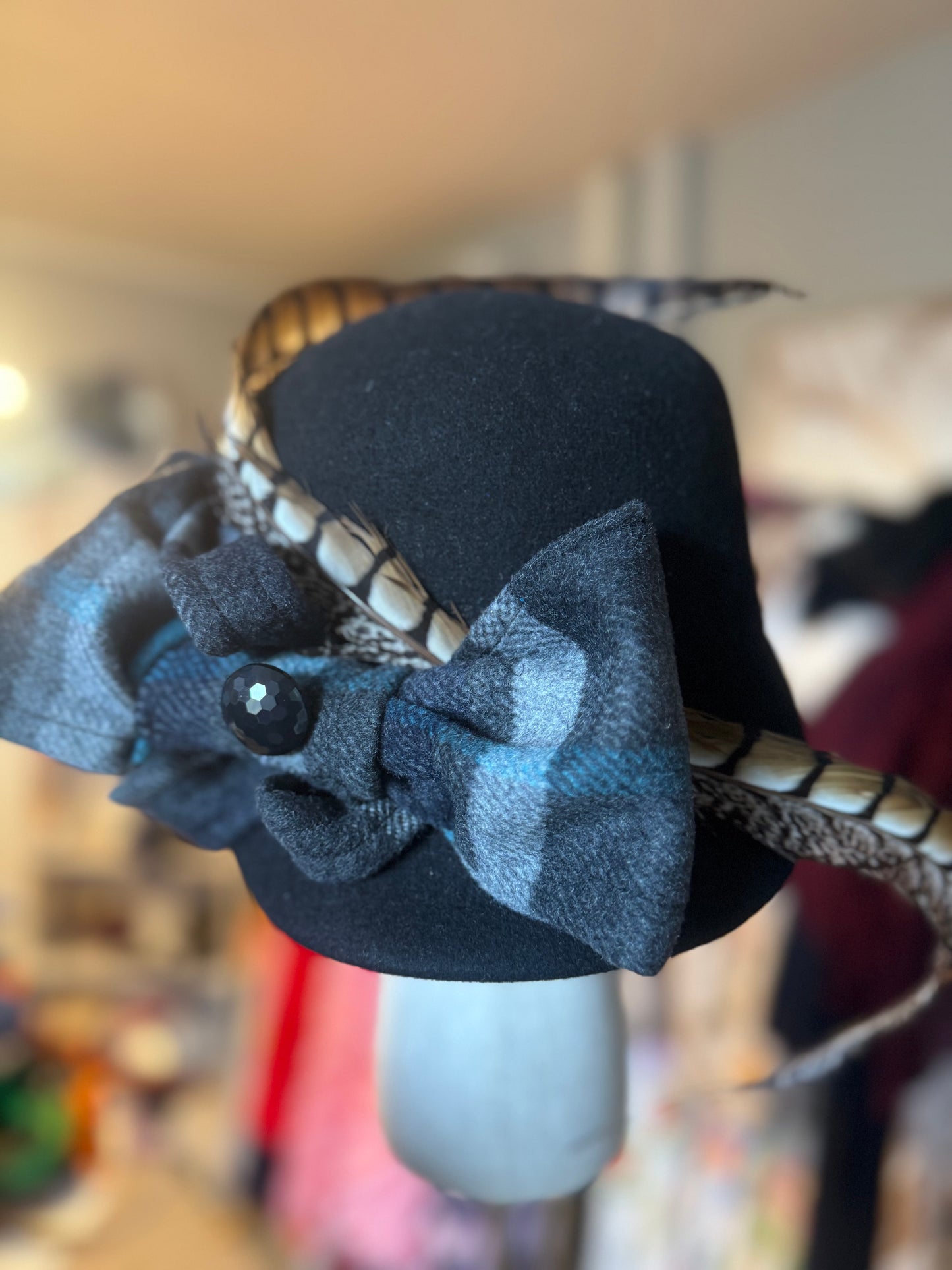 “Ivy” black bow cap statement(custom)