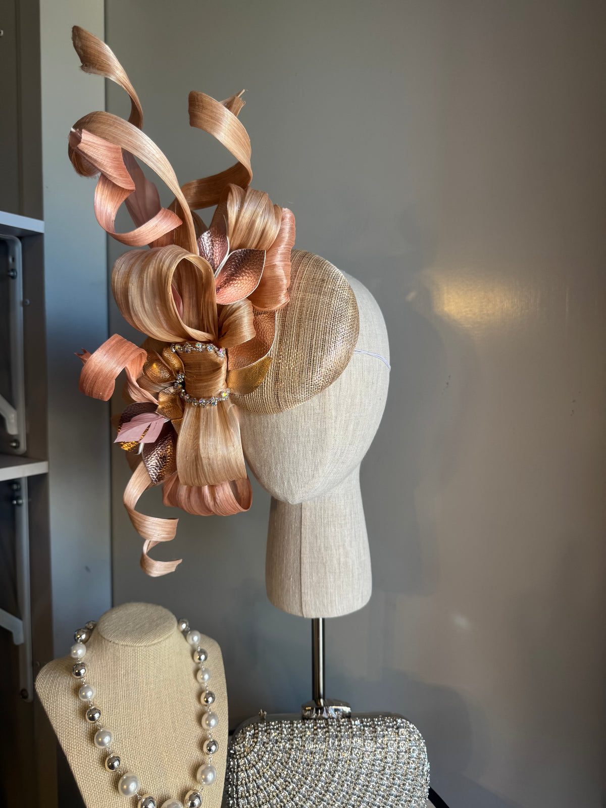 “Jess” blush pink & rose gold statement