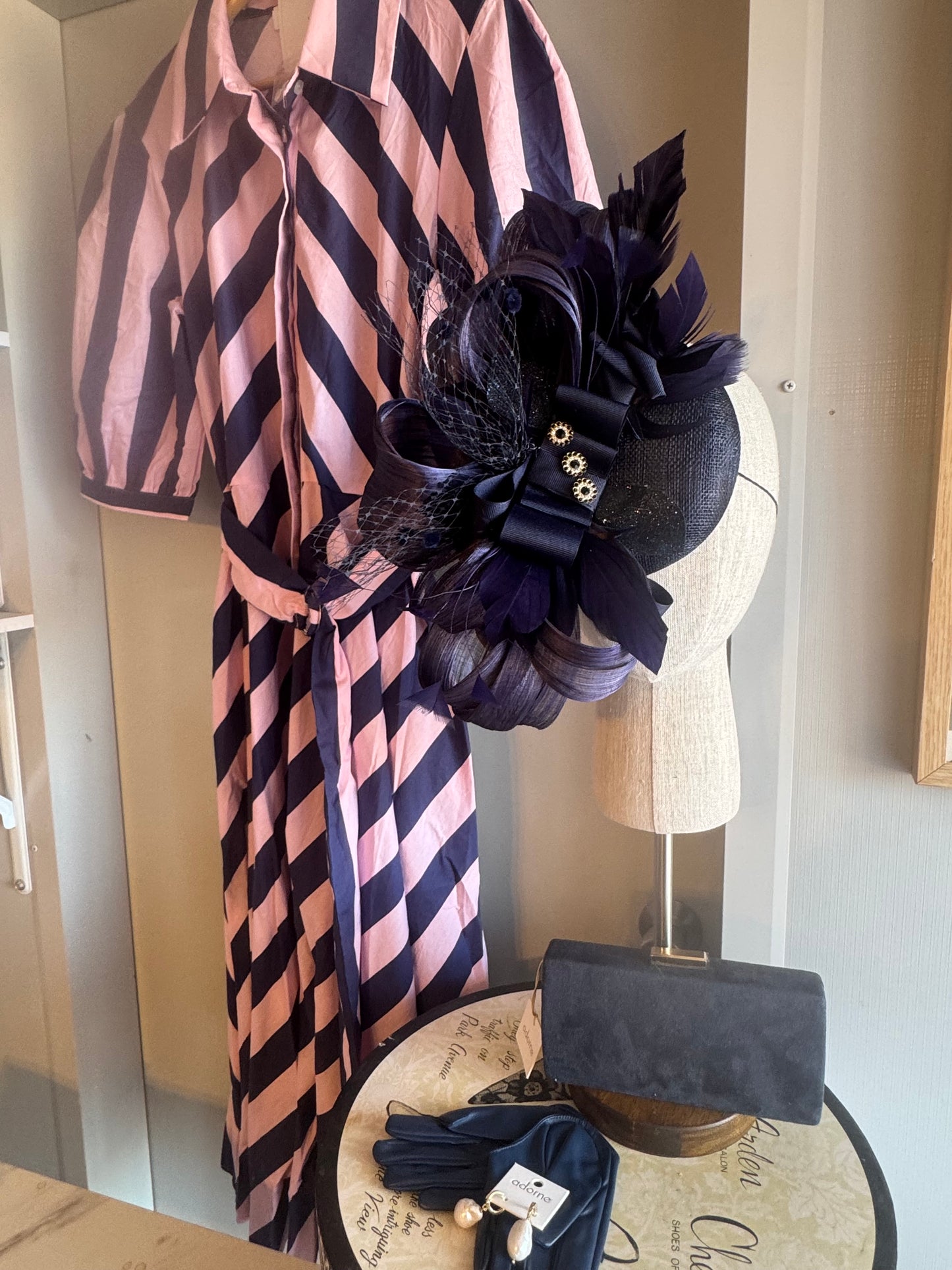 “Melanie” navy blue statement fascinator