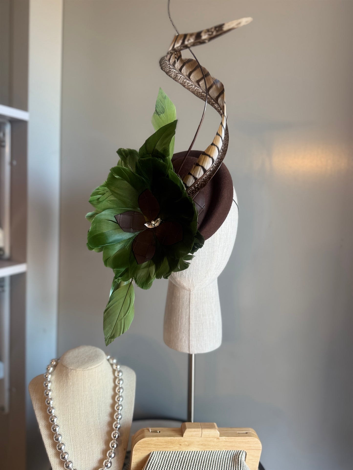 “Gretchen” Brown & Moss statement felt/wool pillbox