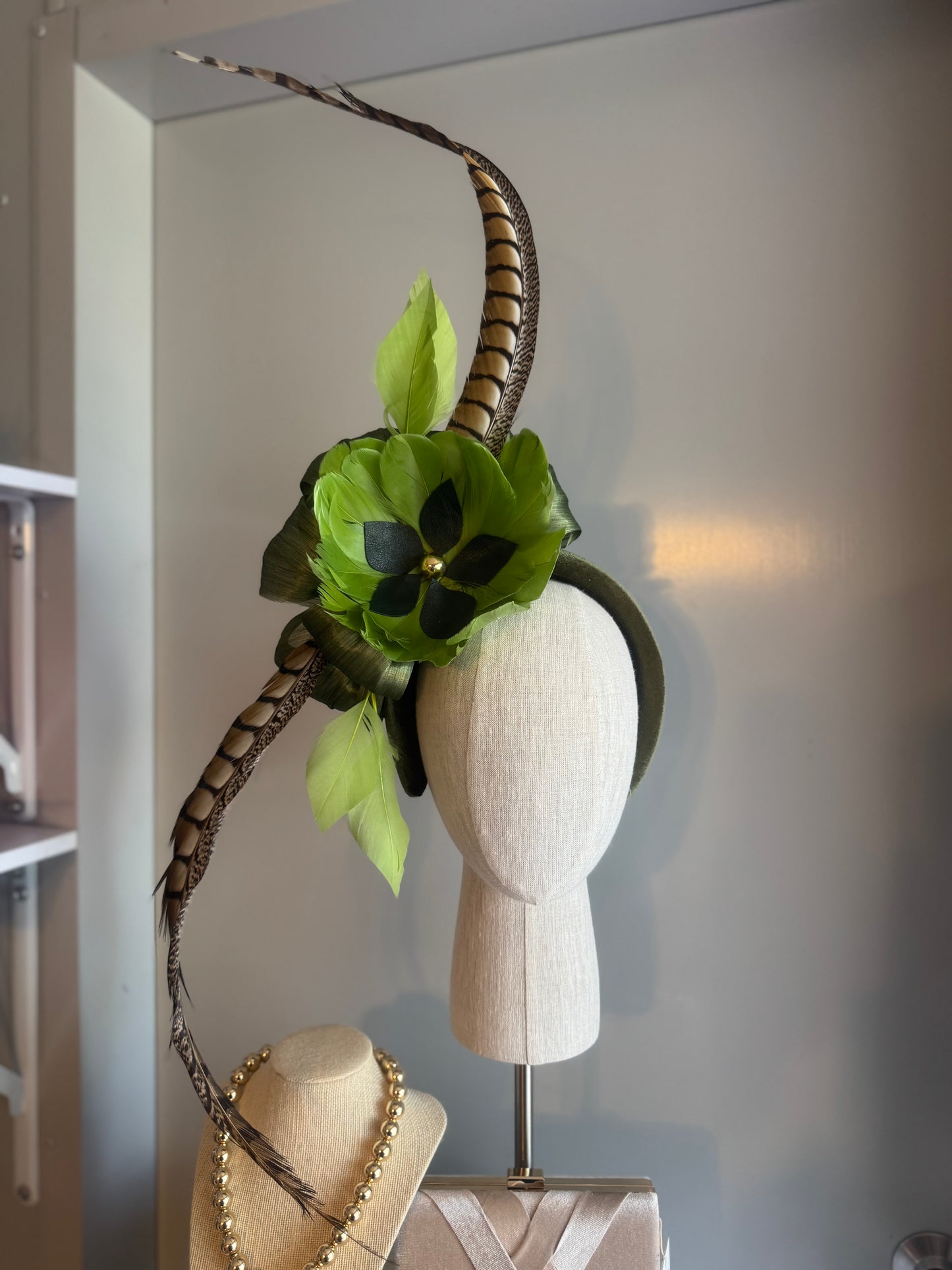 “Gretchen” Green feather statement