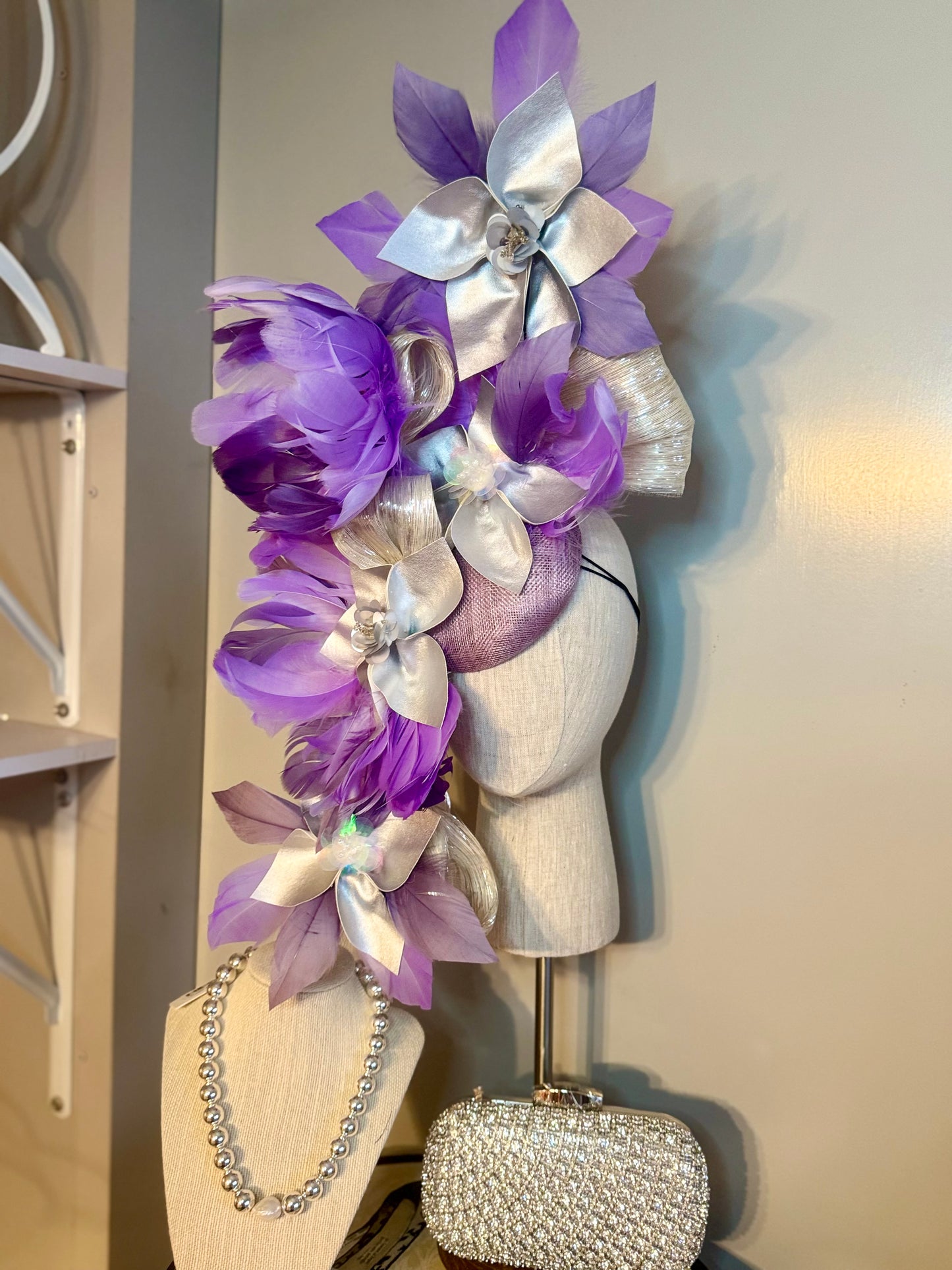 “Lavender May” lilac & silver statement