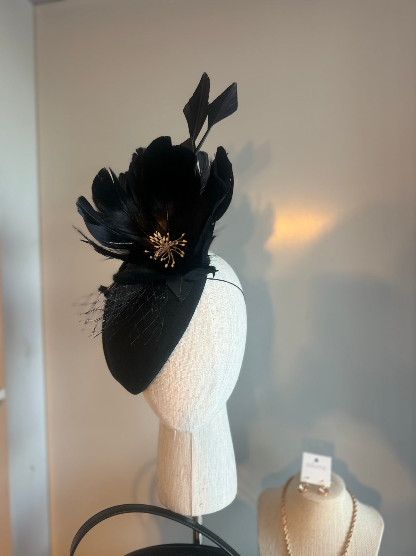 “Gypsy”black feather pillbox