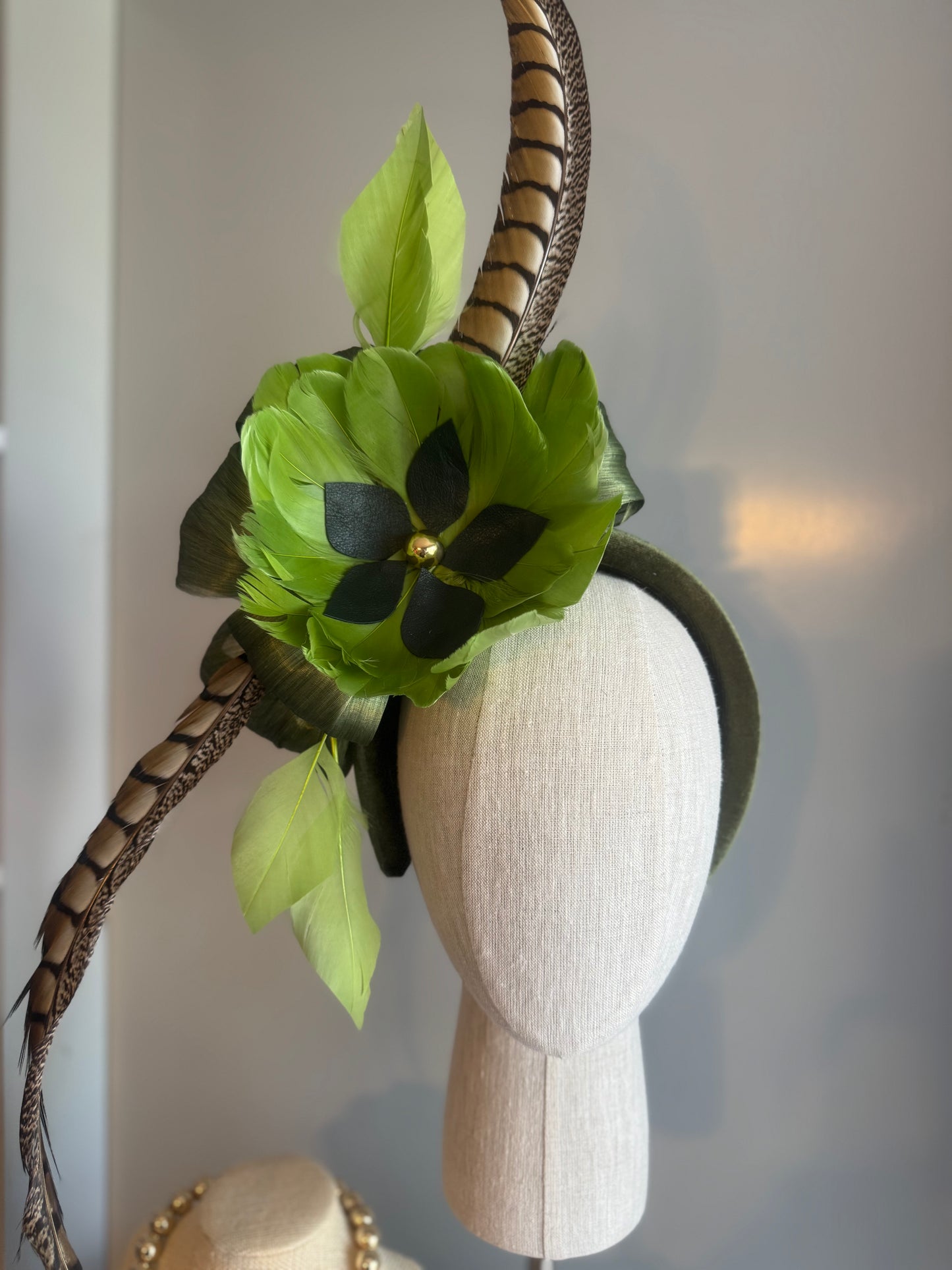 “Gretchen” Green feather statement
