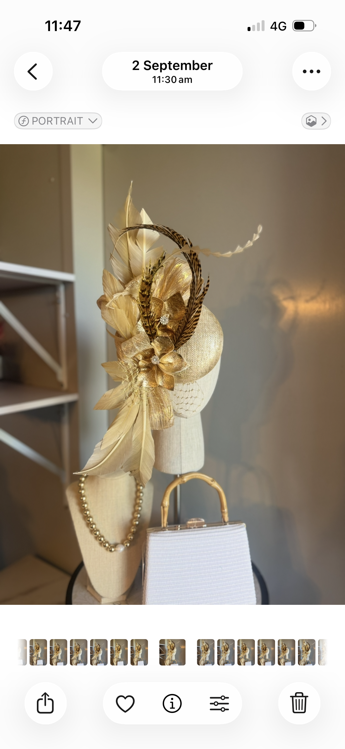“Isabella” Gold feather statement