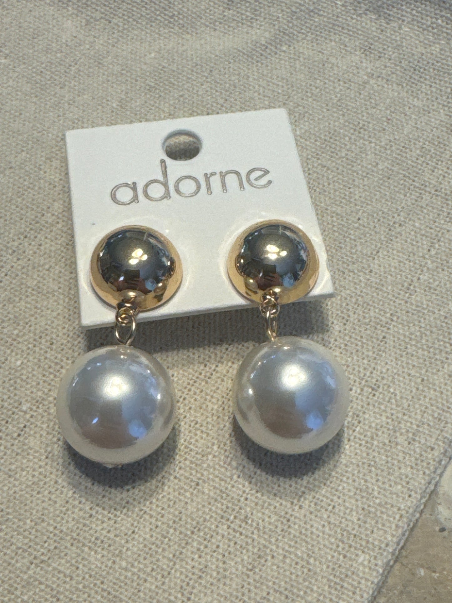 Dome Top Faux Pearl Earrings