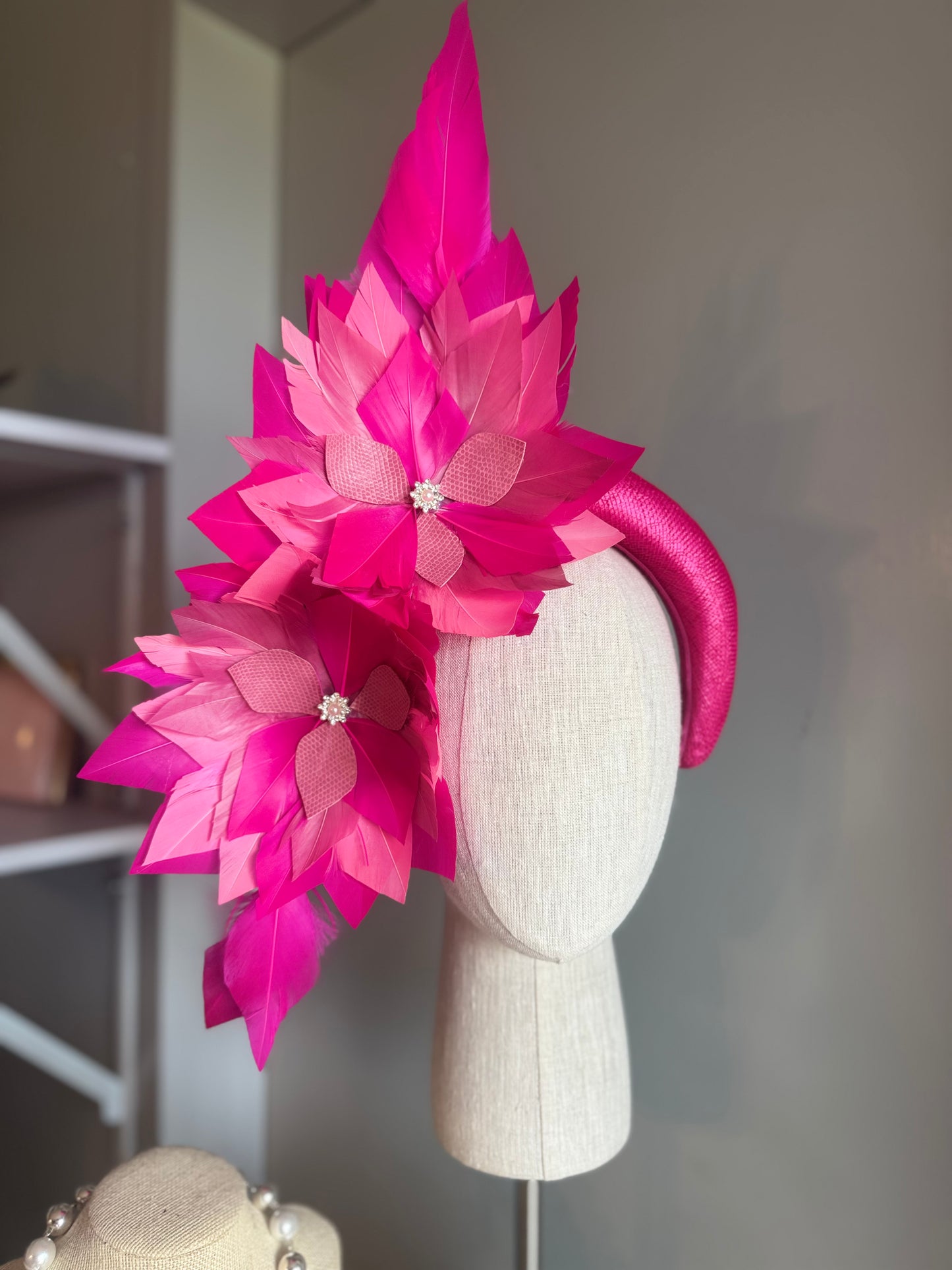 “Jessica” Pink feather statement