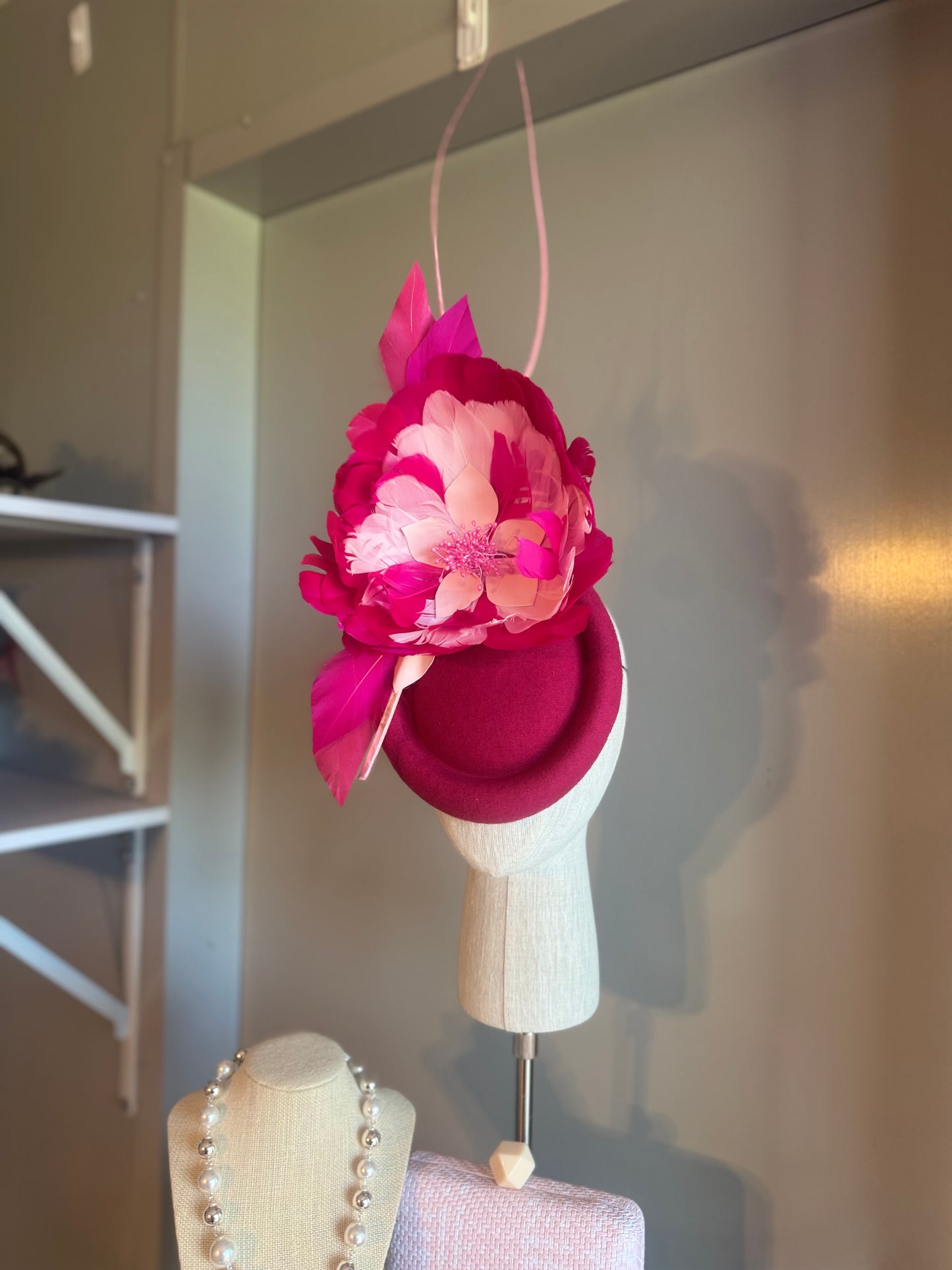 “Tilly” pink feather statement