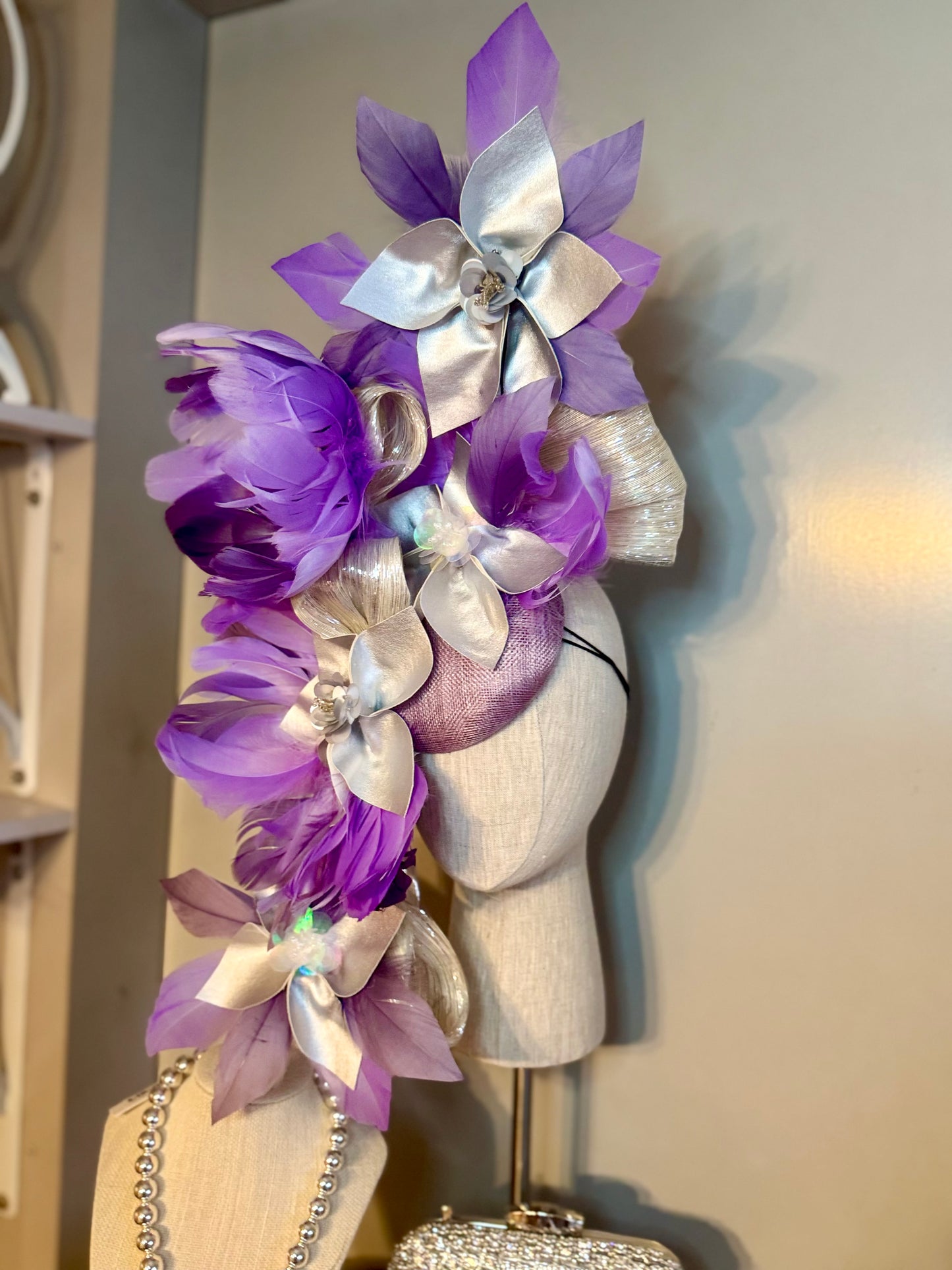 “Lavender May” lilac & silver statement