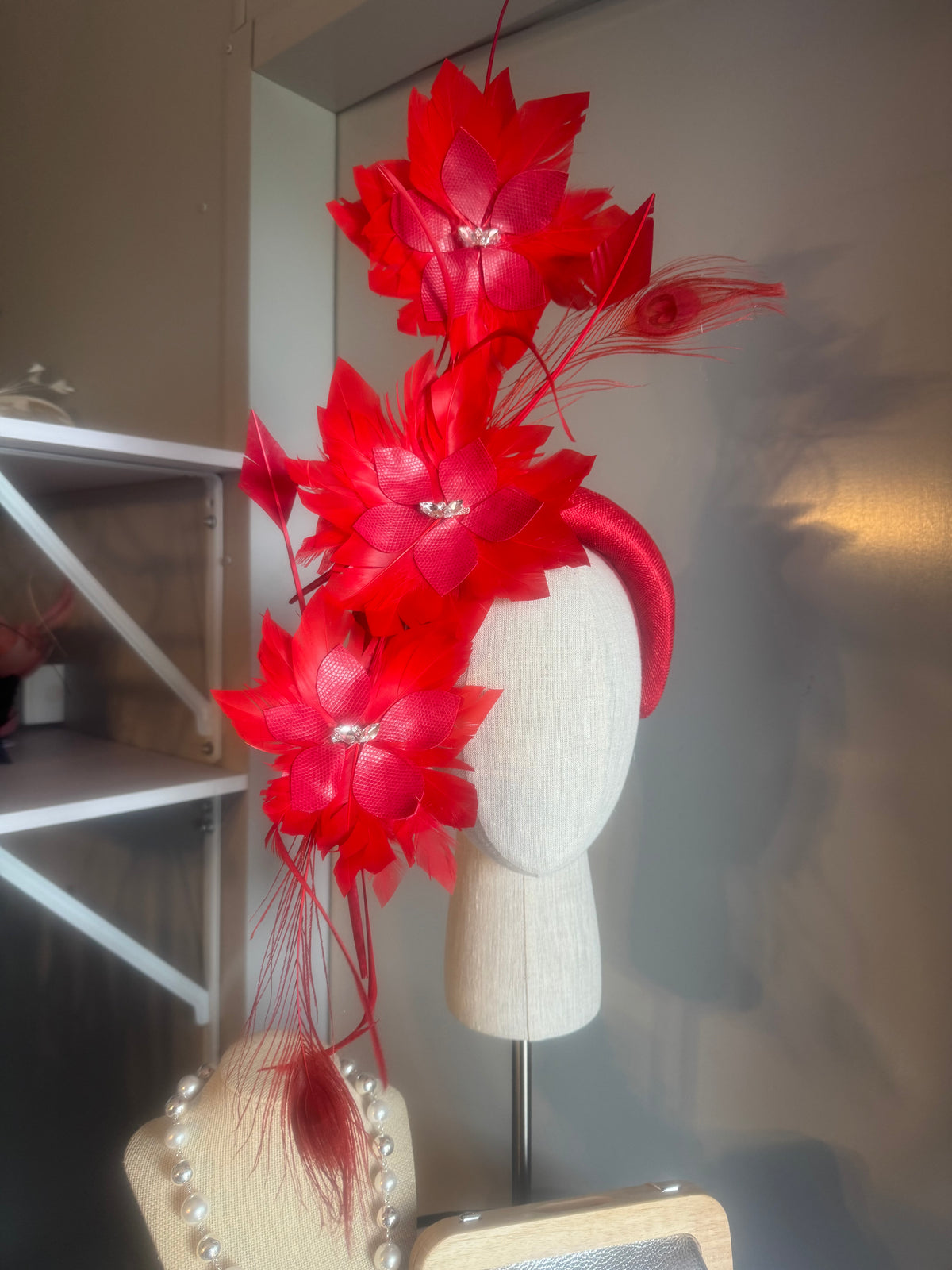 “Charlotte” Red feather statement