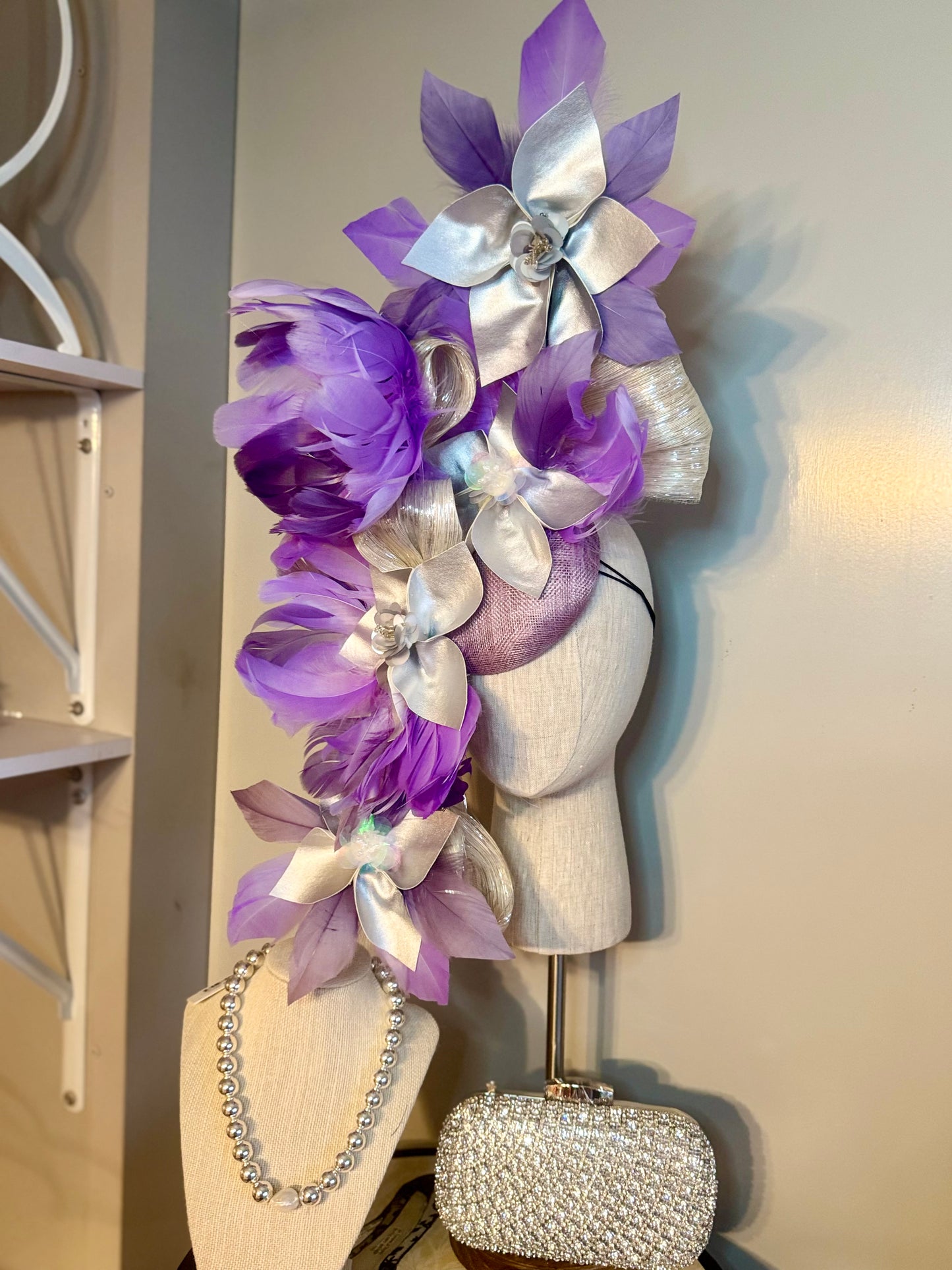 “Lavender May” lilac & silver statement