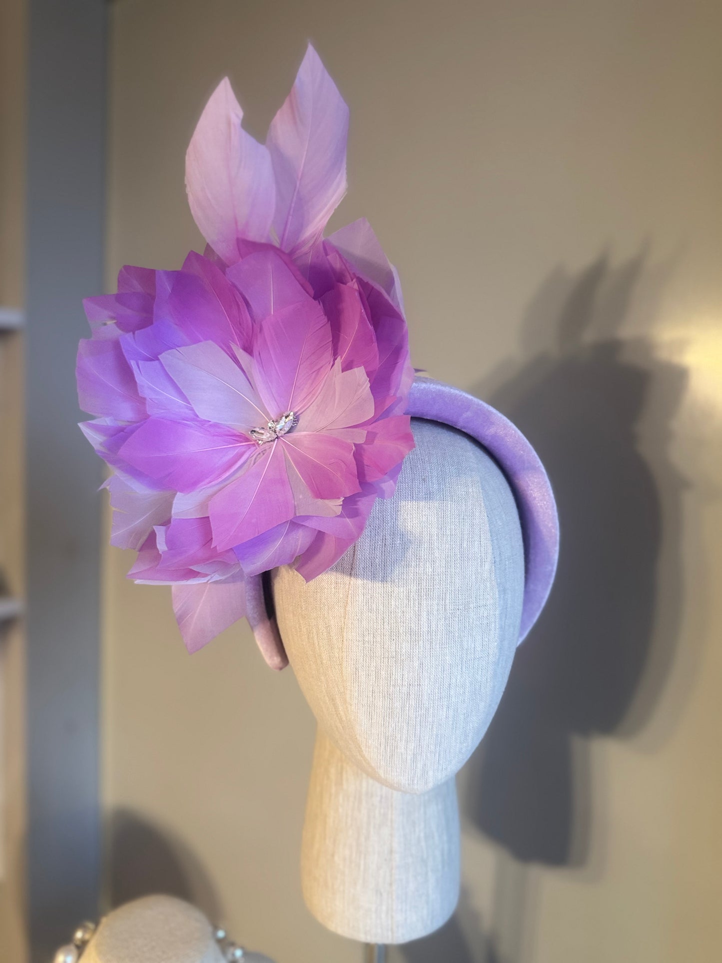 “Dimity” lilac feather floral