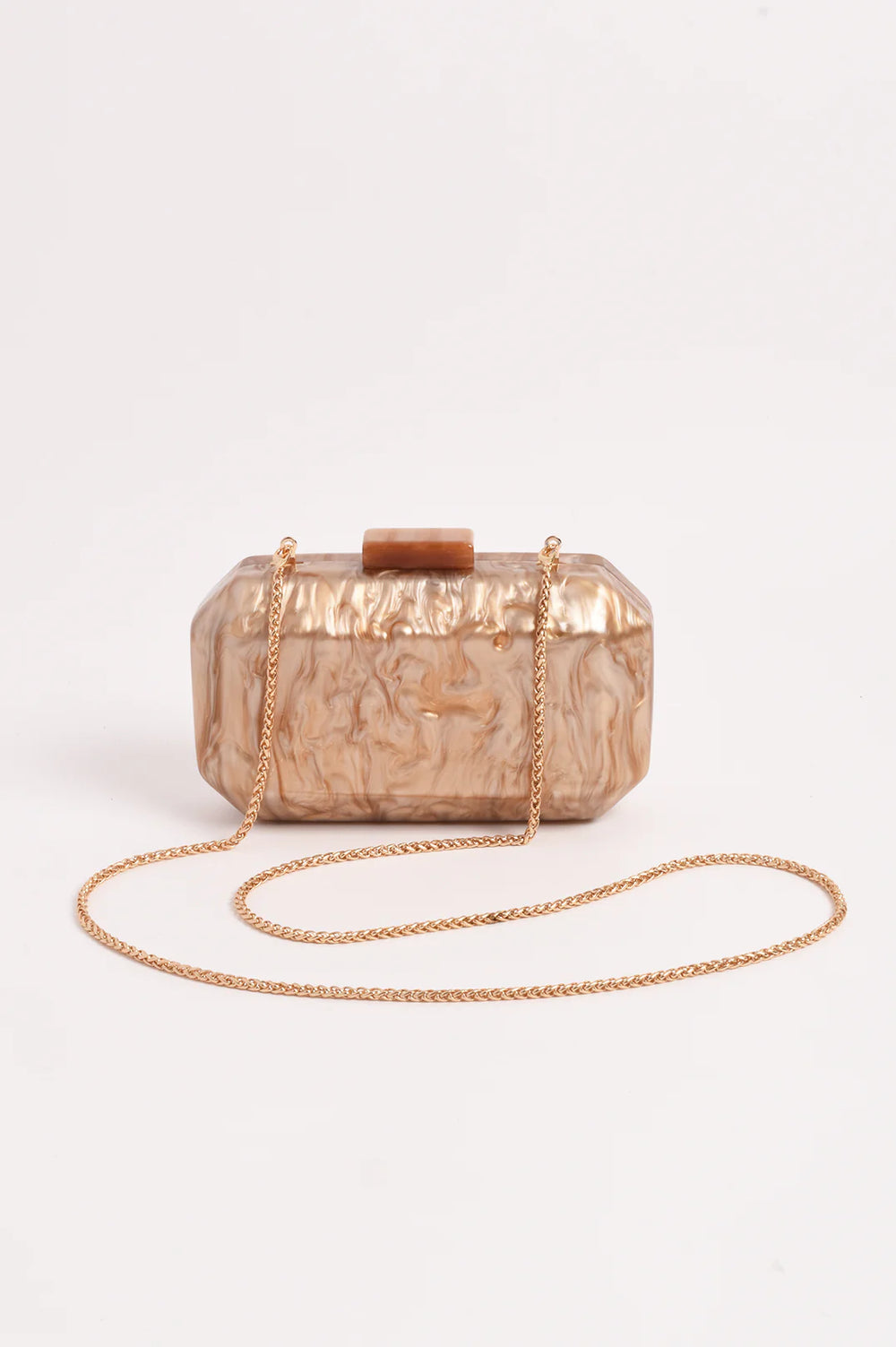 Juliana bevelled edge structured acrylic clutch camel
