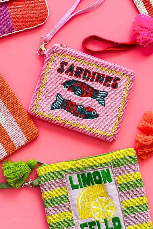 Sardine beaded pouch